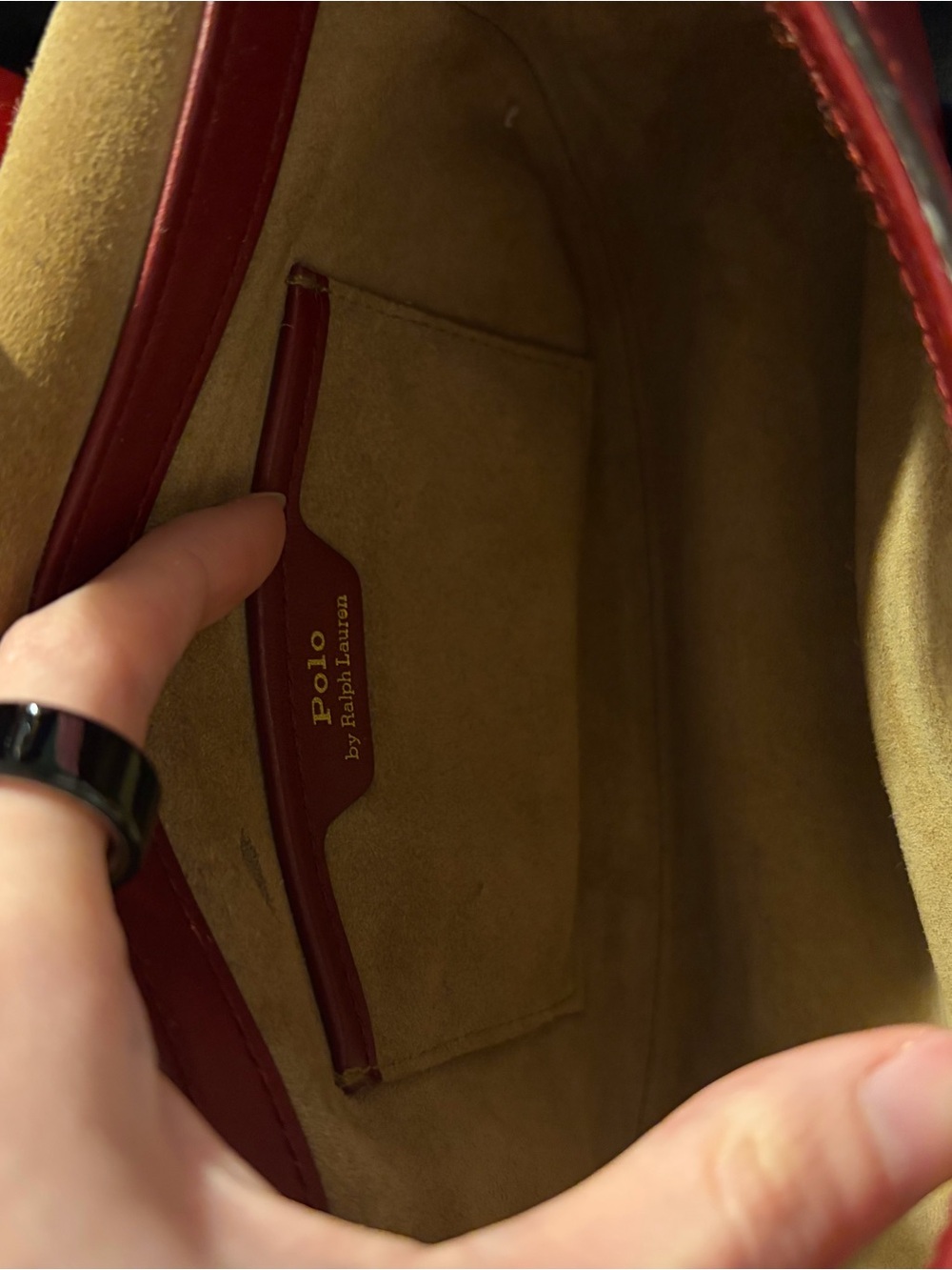 Ralph Lauren Red Leather Saddle Crossbody Bag - Picture 5 of 6